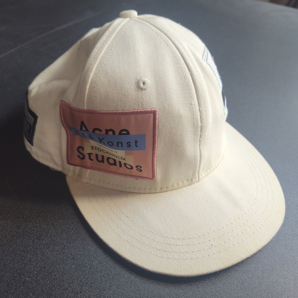 Acne Studios x Starter Hat Mens OS Cream‎ Snapback Bla Konst Multi-Patch Cap